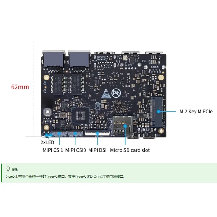 ArmSoM-Sige5 RK3576 Computadora de placa única, 8 GB LPDDR4X, 64 GB eMMC, placa de desarrollo RK3576, M.2, WiFi6, Bluetooth, 2 x GbE
