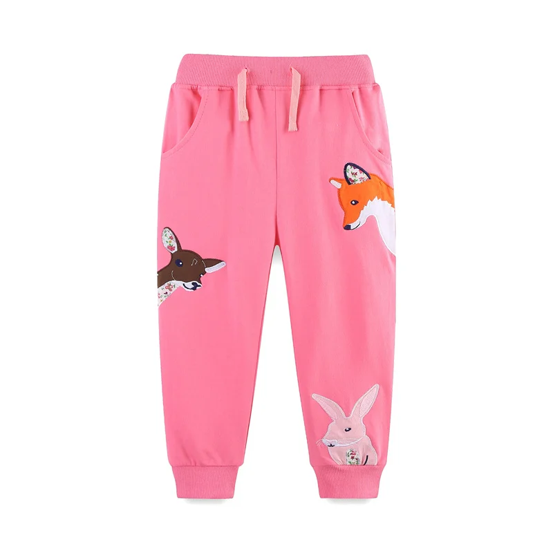 

Jumping Meters 2-7T Boys Sweatpants Applique Children's Clothing Full Length Drawstring Animals Embroidery Baby Trousers