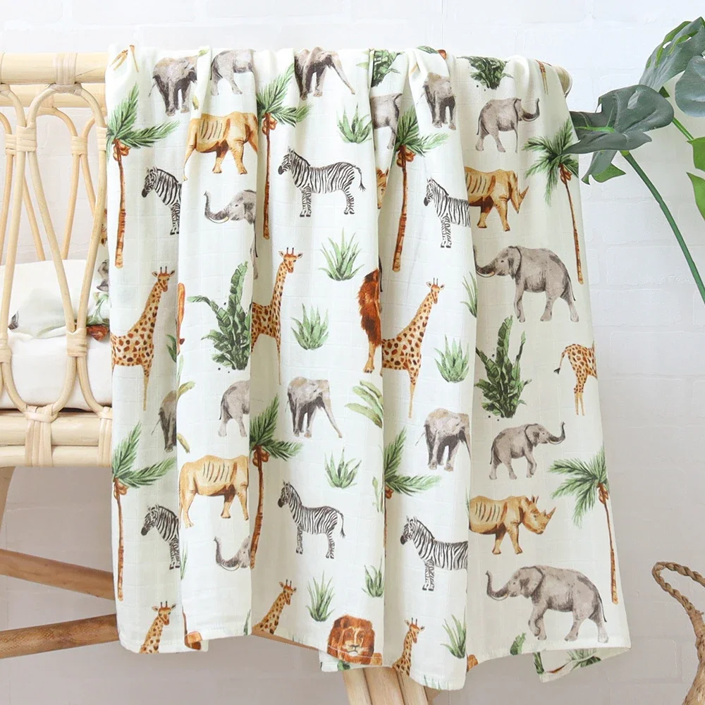 Soft Bamboo Cotton Baby Blanket Super Muslin Baby Swaddle Wrap Infant Stroller Nursing Cover Bath Towel 120X120CM