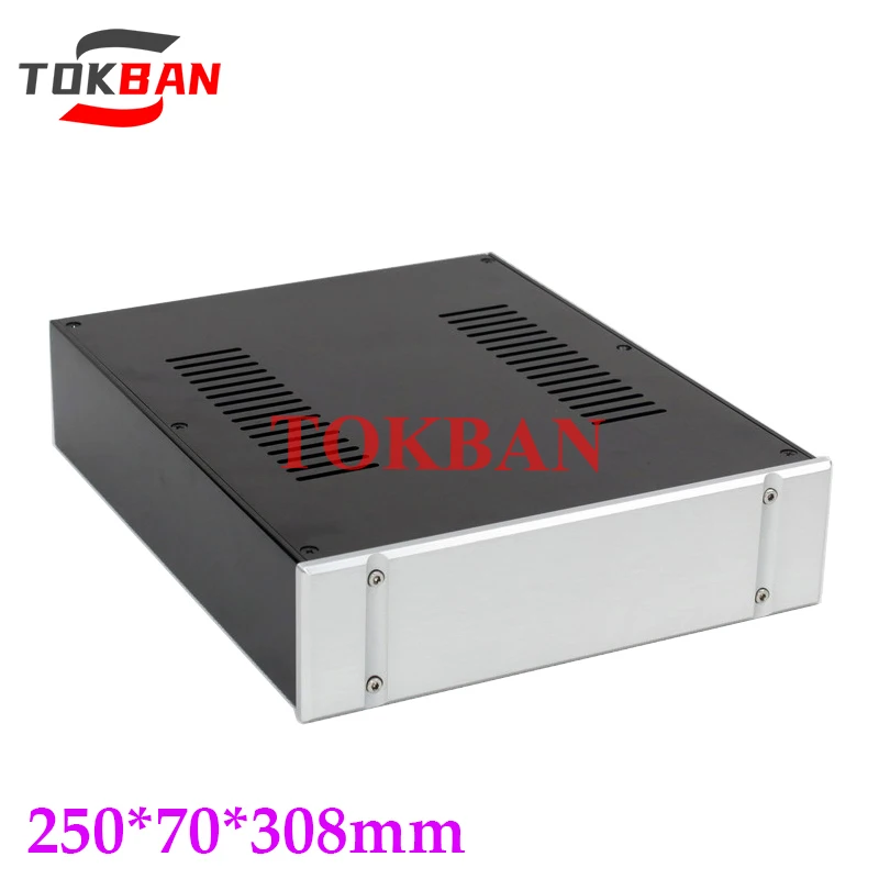 Tokban Audio WA97 250*70*308mm All Aluminum Power Amplifier Chassis Enclosure DIy Home Amp Case Shell