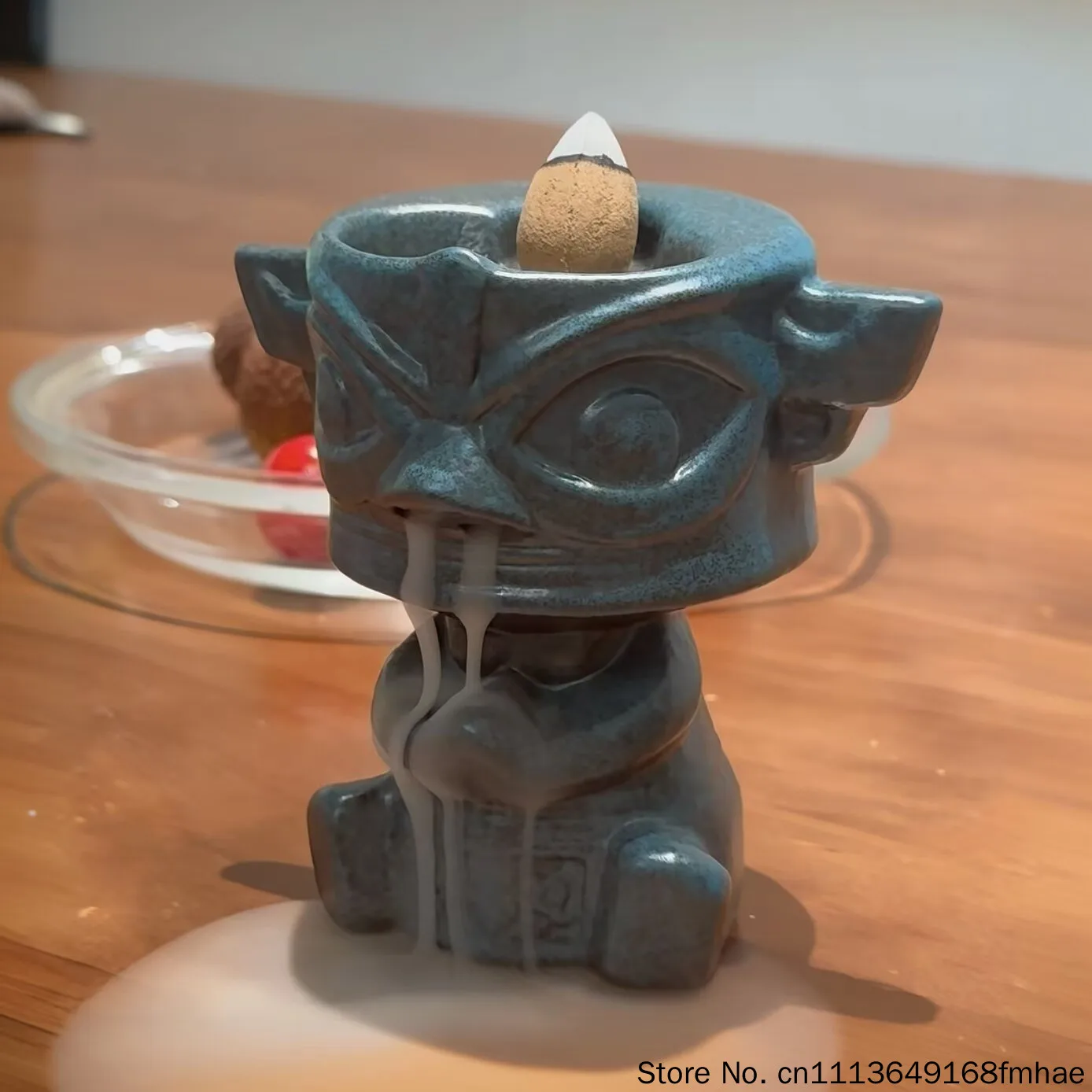

Sanxingdui Backflow Incense Holder, Chinese Style Ceramic Cone Stand, Creative Waterfall Smoke Decor For Home, Tea Room, Yoga