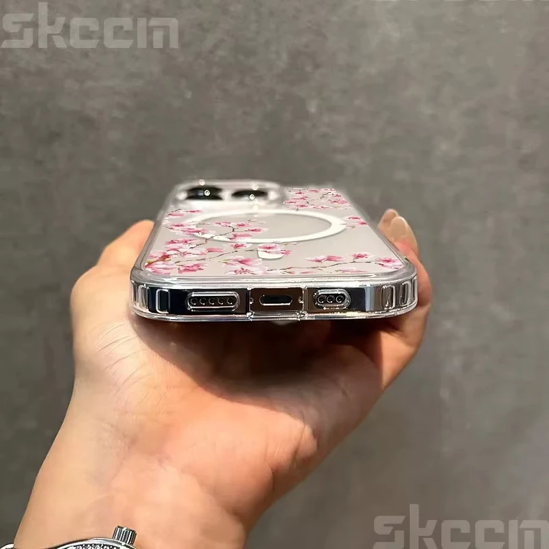 Pink cherry blossoms Charger Case For Samsung Galaxy S25 S24 S23 S22 Ultra S21 Plus S20 Clear Phone Cover - náhled 6