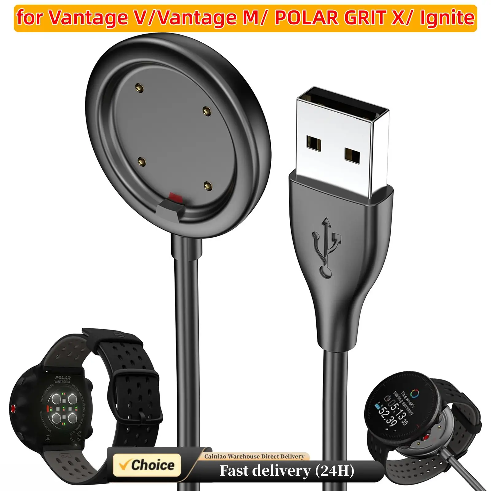 

Сменная подставка для зарядного устройства, 1 м, сменный USB-кабель для зарядного устройства, док-станция для POLAR Vantage V/Vantage M/POLAR GRIT X/Ignite