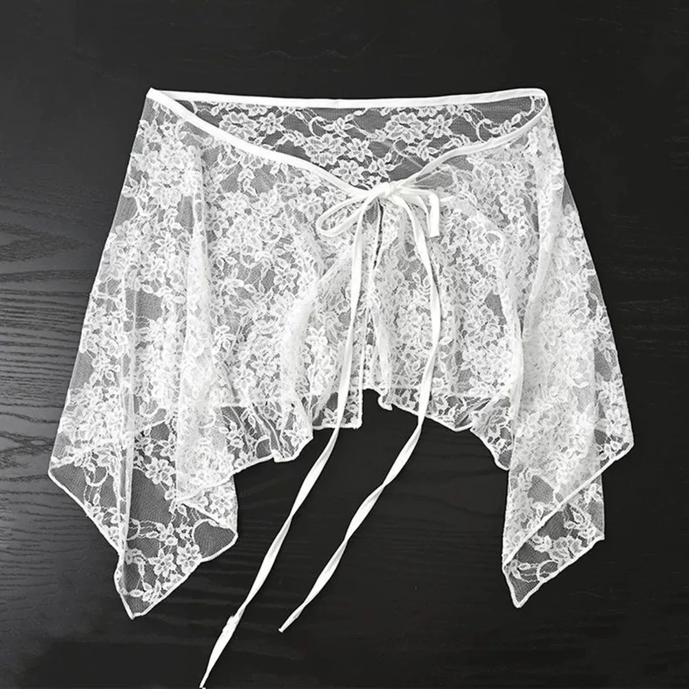 

Y2K Lace Up Short Skirt Irregular Layered Design Wrap Apron Skirts Women Hem Extender Belt Korean Female Streetwear Commuting