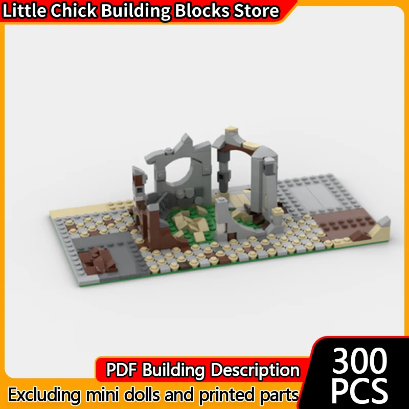 

Модель City Street View MOC, строительные кирпичи, древние исторические руины, модульная технология, детские праздничные подарки, сборка игрушек, костюм