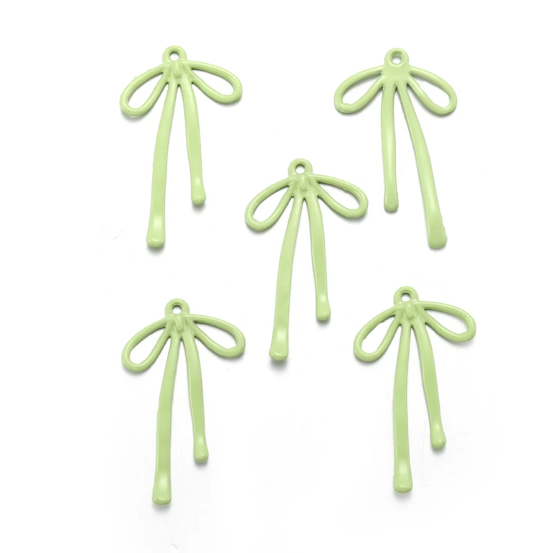 5 stks Kleine Hoge kwaliteit Spray verf Boog Charme Vrouw Oorbel Ketting Lichtmetalen Bedels voor Sieraden Maken 32*19mm W310