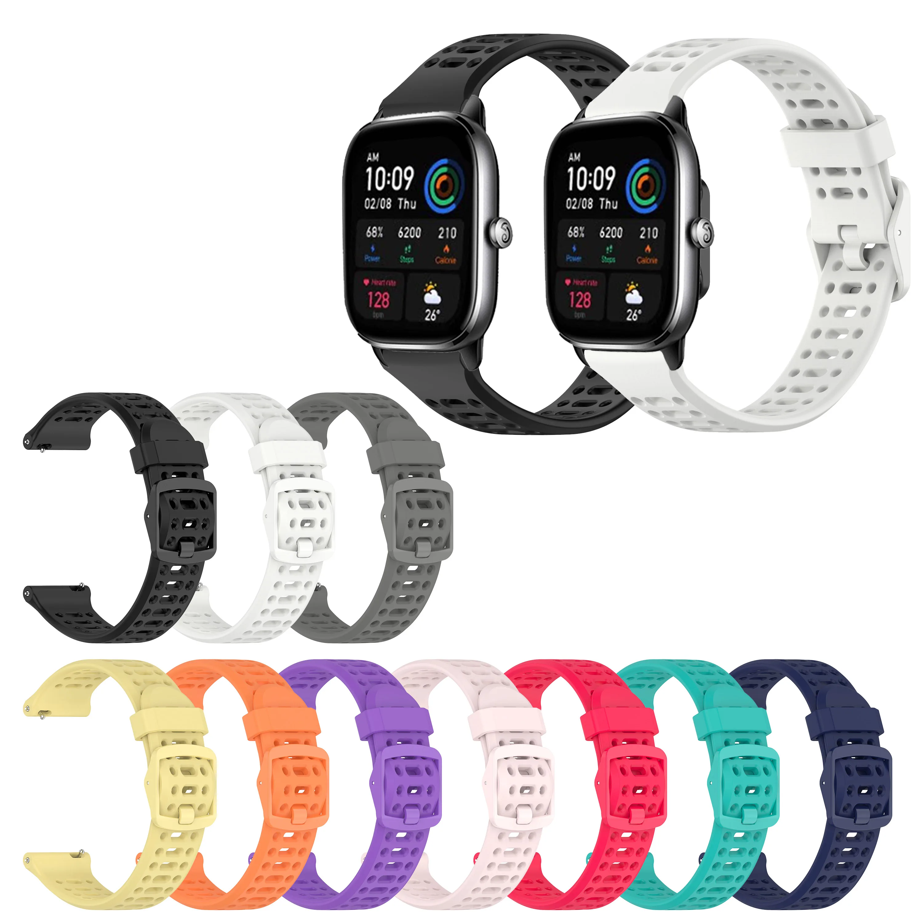 Силиконовый ремешок для Huami Amazfit GTS2 GTS4 mini GTS3 GTS2e Neo GTS 2 3 4 2e Active 2 Мягкий дышащий карамельный цвет