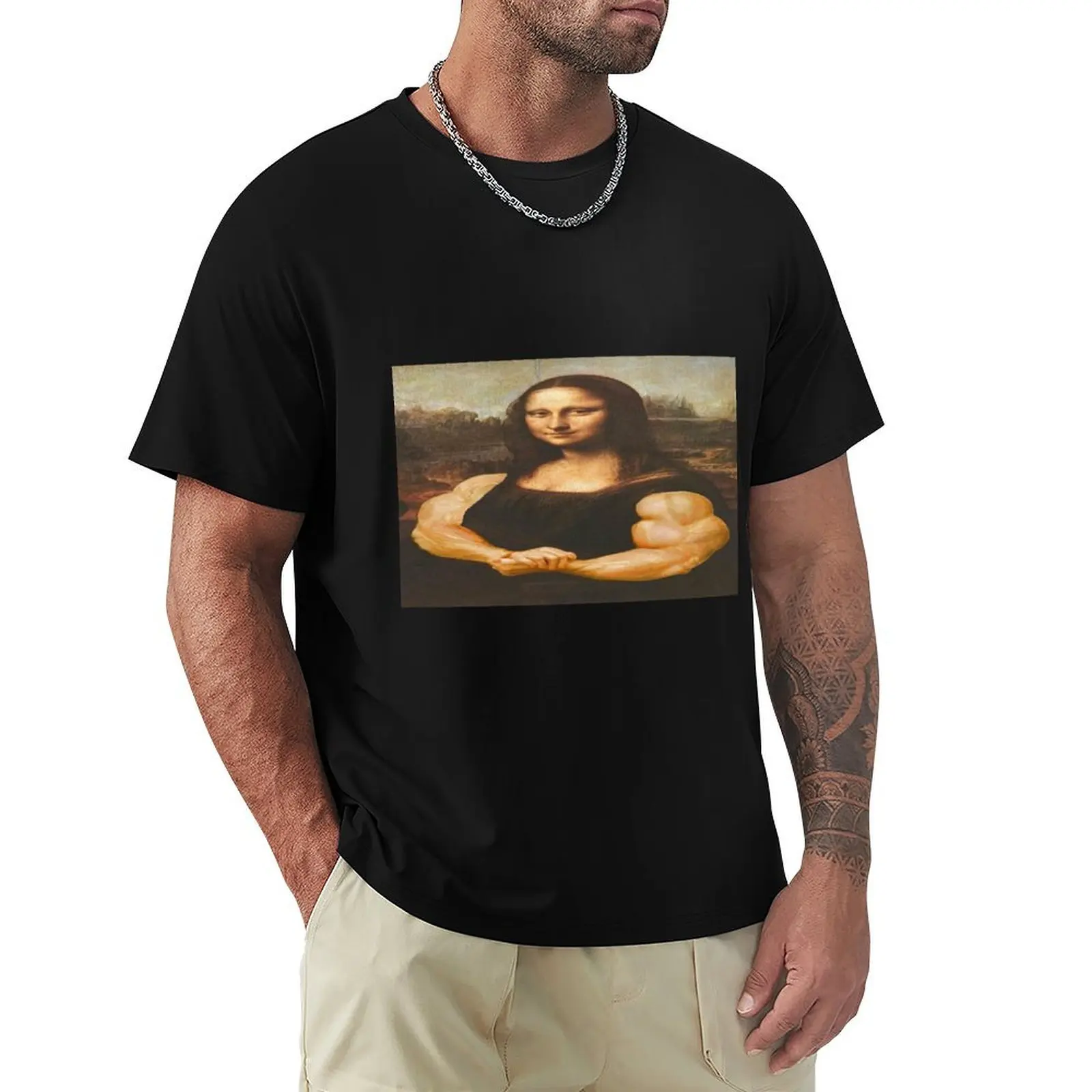 

Mona Lisa With Strong Arms T-Shirt Plus Size Outdoor Casual Top