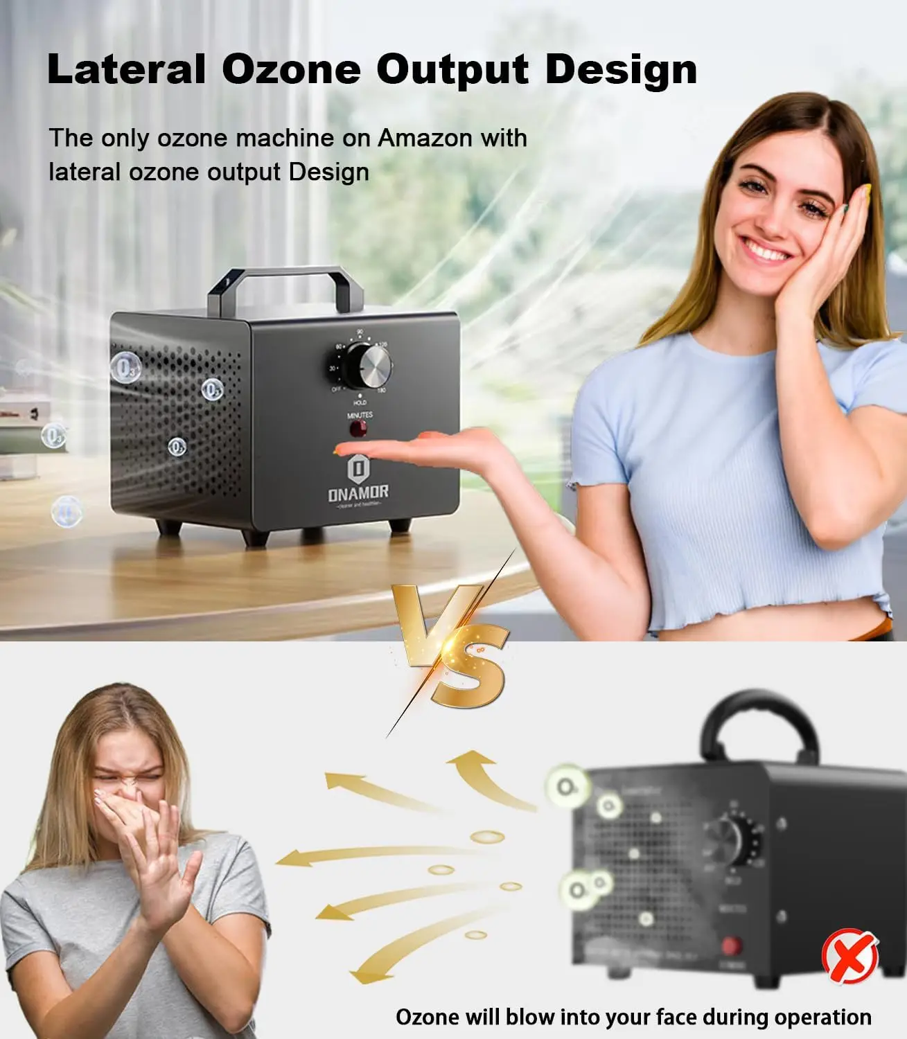 Ozongenerator 77000 mg, ozonmachine-ionisator O3-deodorant voor thuis, kelder, rook en huisdierkamer (eliminatie van geuren A