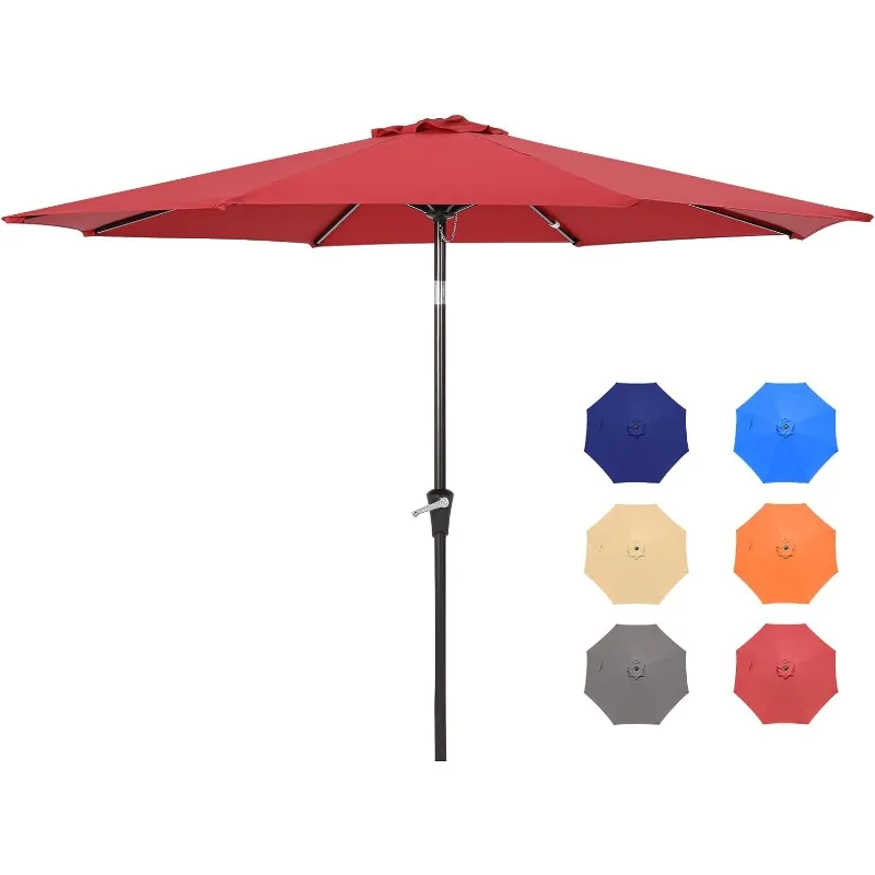 Guarda-chuva de mesa do pátio com inclinação e manivela, Guarda-chuvas ao ar livre, 9ft, para pátio ao ar livre, gramado, quintal