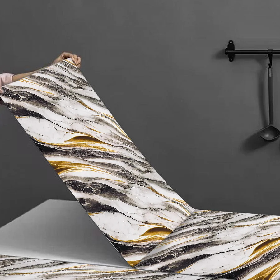 Black Gold Marble Pattern PVC Wallpaper Anti Oil Sticker for Home Decoration Background Wall PVC Self-adhesive Wallpaper