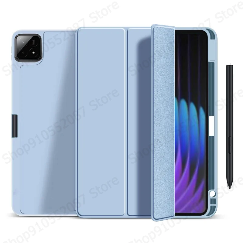 For Xiaomi Pad 7 Case with Pen Holder Trifold PU Leather Soft Back Stand Cover For Xiaomi Pad 7 Xiaomi Pad 8 Pro Case 11.2 inch