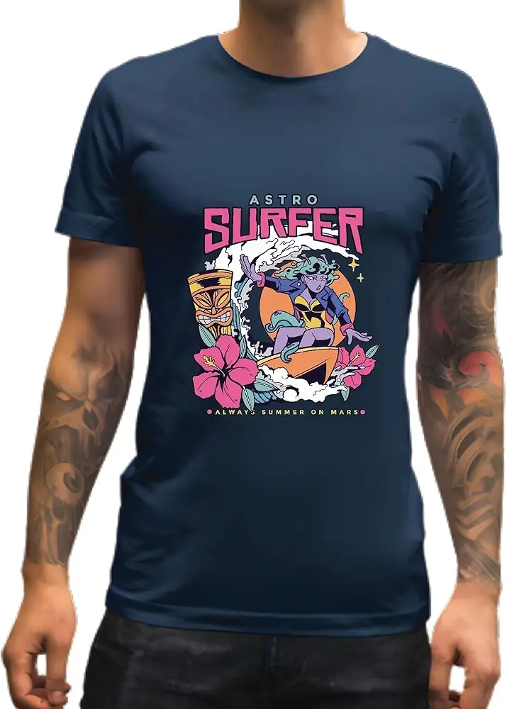 Gift for Female Surfers Alien Girl Surfing Wave Quote  High Quality 100%Cotton Short Sleeve