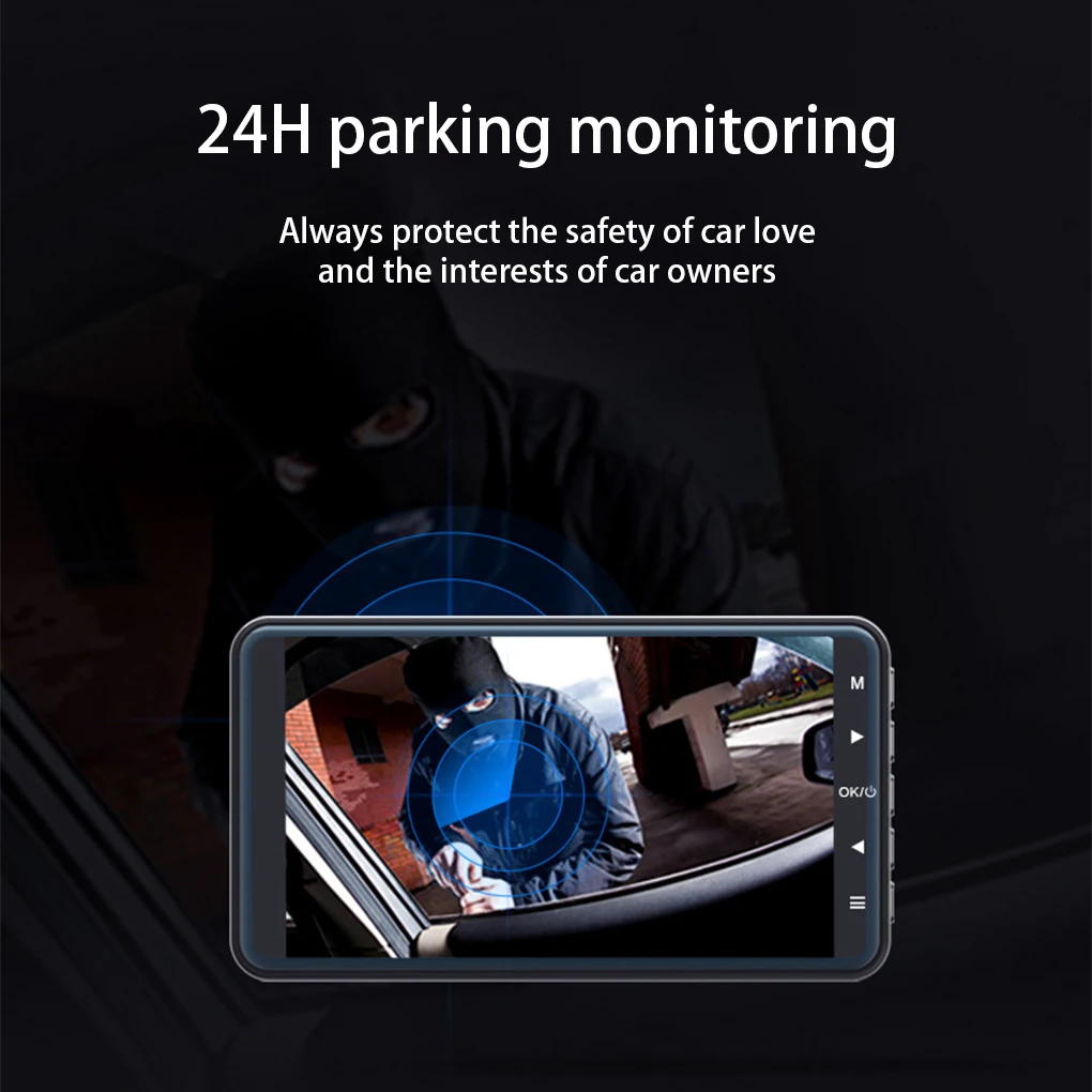 4 Inch Car Parking Camera 1080P Wide Angle Loop Recording Night View Rechargeable Video Recorder Dash Cam Accessories