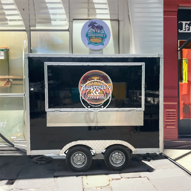 Remorque de nourriture de cuisine Mobile américaine 9,2 pieds, four à Pizza, chariots de nourriture et remorques de nourriture, Bar à café glacé entièrement équipé