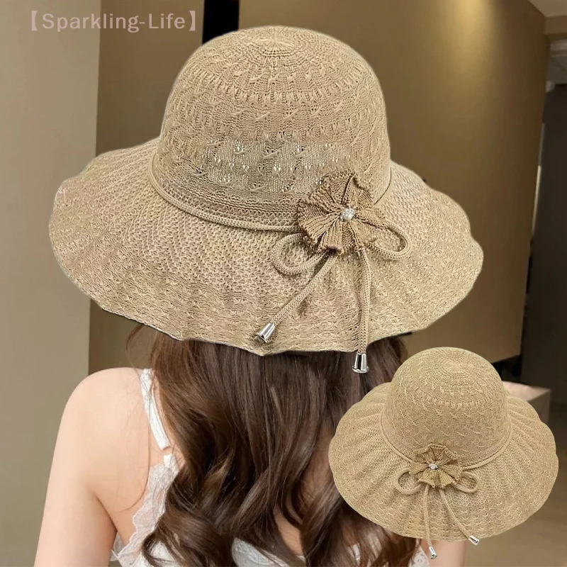 

Wide Brim UV Protection Straw Hat Fashion Casual Breathable Beach Cap Bucket Hat Summer Sun Hat