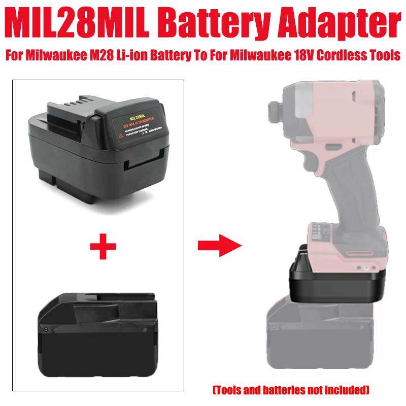 

Battery Adapter MIL28MIL for Milwaukee M28 V28 Lithium Batteries Converts To for Milwaukee M-18 18V Lithium Battery Power Tools