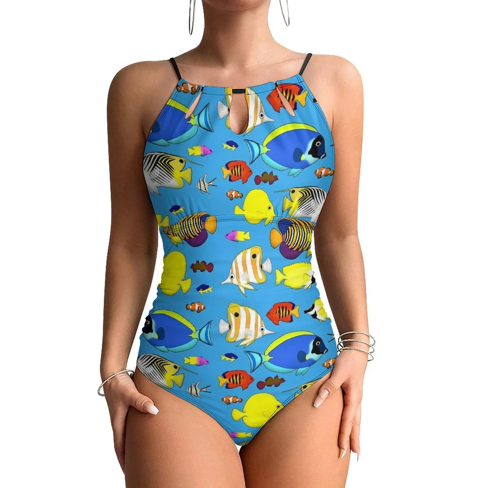 Cute Sea Fish Swimsuit Colorful Animal Push Up Swimwear One Piece Sport Monokini Swimsuits Sexy Custom Beach Outfits Large Size