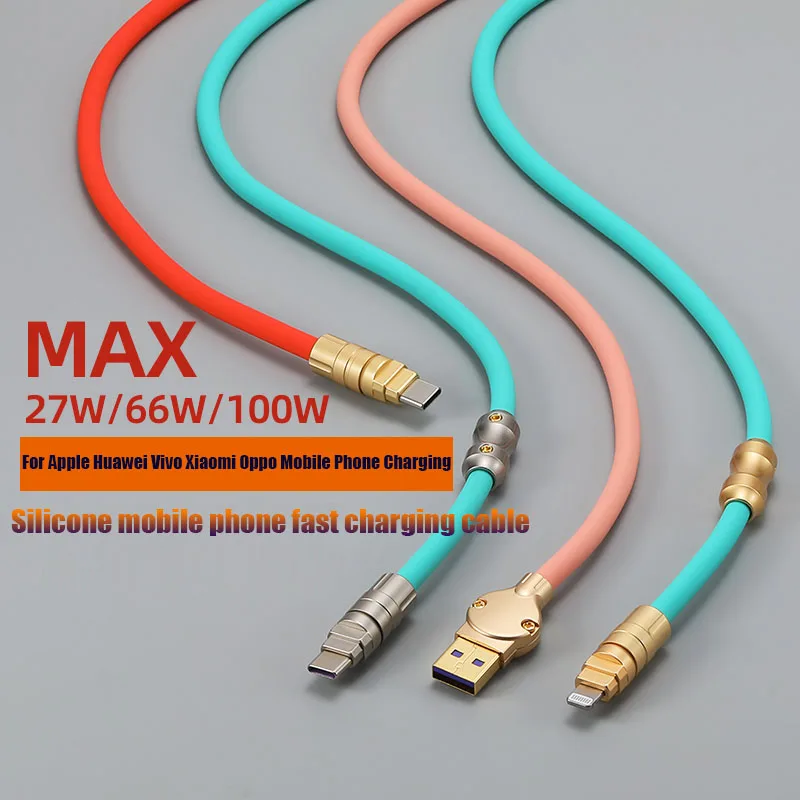 

Android Silicone Data Cable Phone Charging Flash Charging Type-C Suitable For Apple Huawei Vivo Xiaomi Oppo Mobile Fast Charging