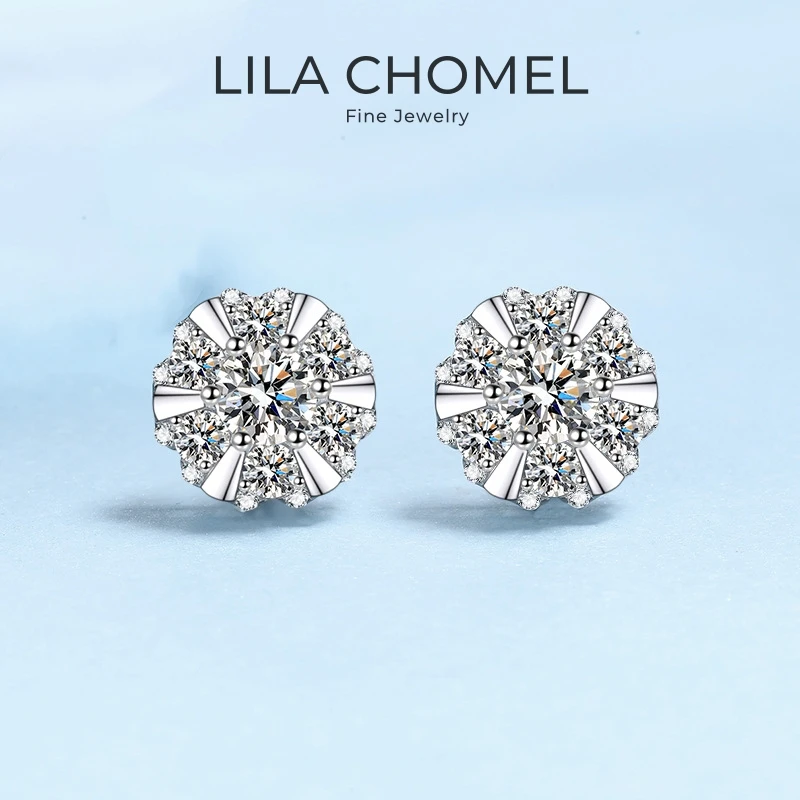 

Women Engagement 18K White Gold Wedding Stud Earrings 0.5CT Moissanite Diamond Girl Birthday PT950 Platinum Wife Christmas Gift