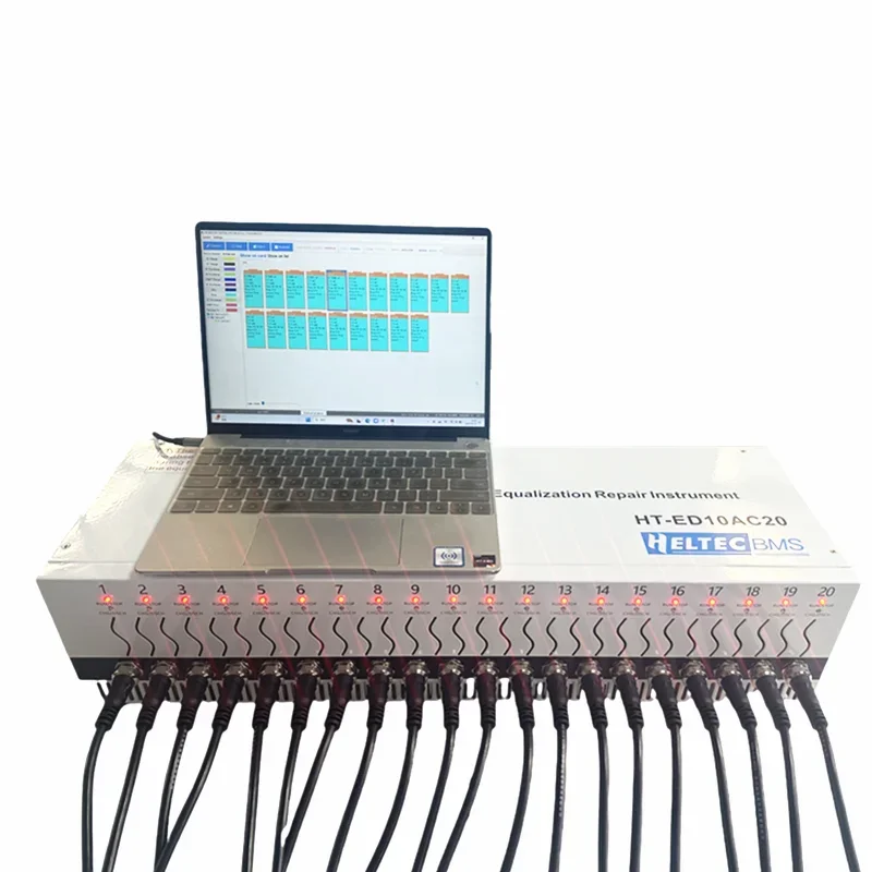 Heltecbms 20 Channel Battery Capacity Tester 10A Charge/Discharge Volatge equalizer/18650/21700 Lipo/Lifepo4 battery car repair