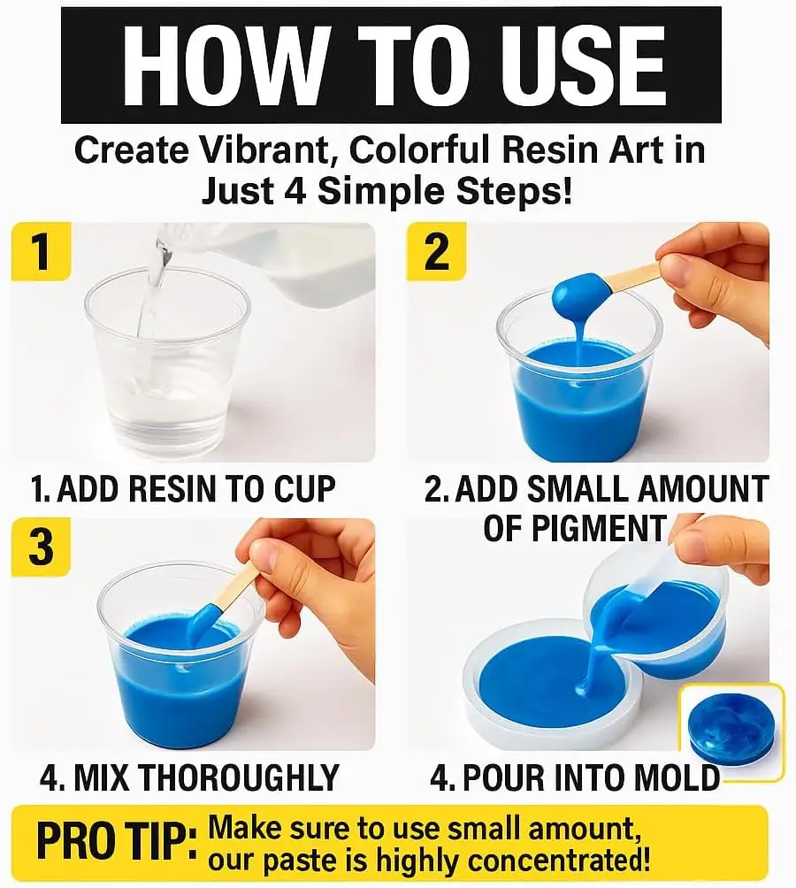 Epoxy Resin Pigment Paste, High Strength Formula Colorant for Resin Art Tumblers Jewelry Coasters Molds Casting DIY Crafts