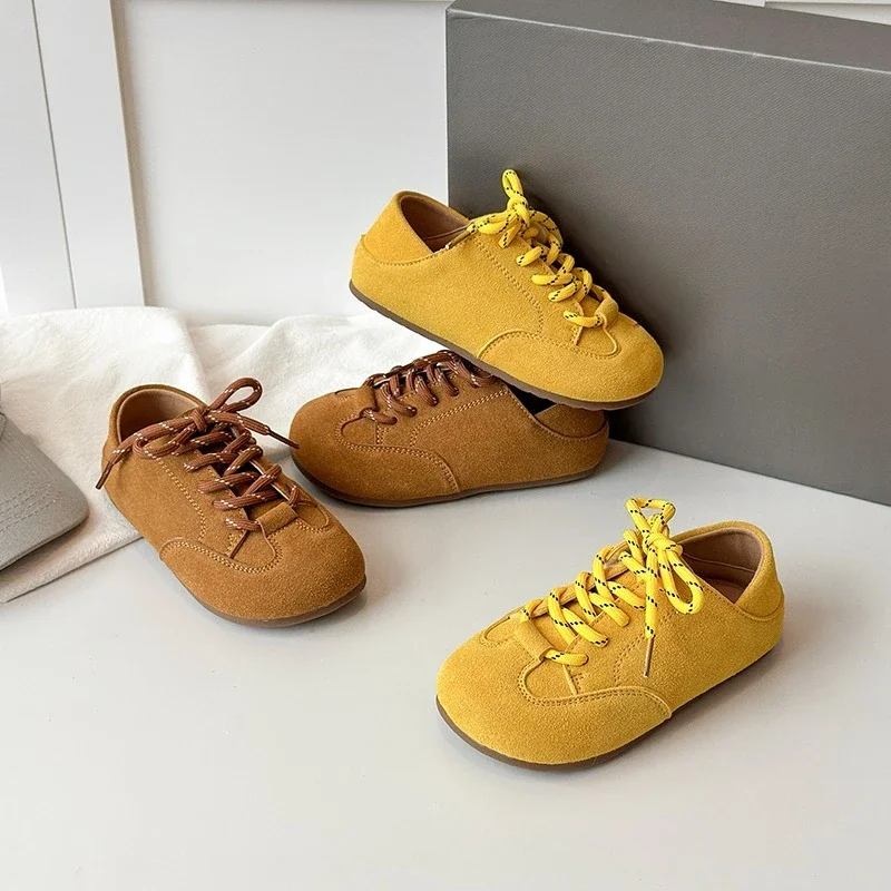 

Spring Autumn Children's Leather Shoes Solid Color Girls Casual Flat Shoes Simple Comfortable Kids Fashion School Suede Shoes