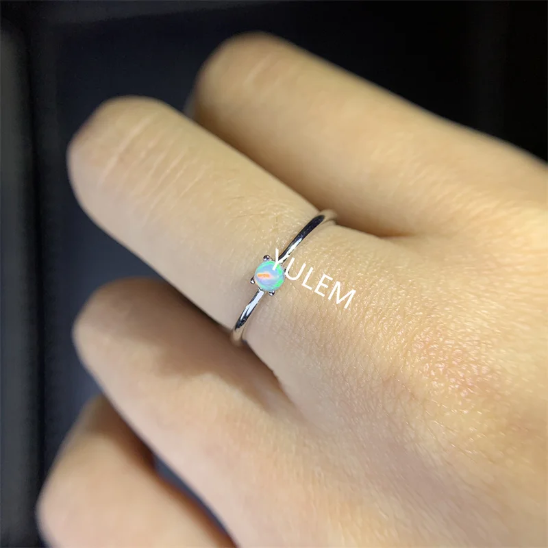 3mm Natural Opal with Silver 925 Simple Design for Lady  Womens Rings  Wedding Ring