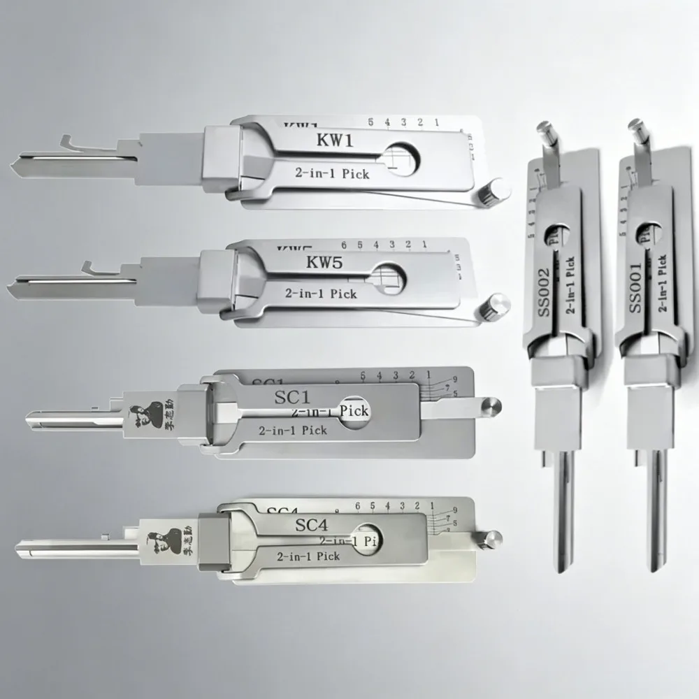 SS001 Edelstahl-Präzisionswerkzeug 2-in-1 Schlüsseldecoder-Haken- und Pick-Set O-Ring-Aufnahmewerkzeug-Kit Wartungs- und Reparaturwerkzeug-Set