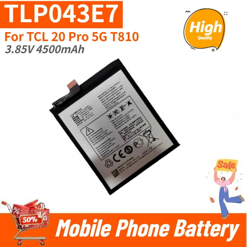 

TLP043E7 High Quality Phone Battery 3.85V 4500mAh For TCL 20 Pro 5G T810 Brand New Replacement Battery