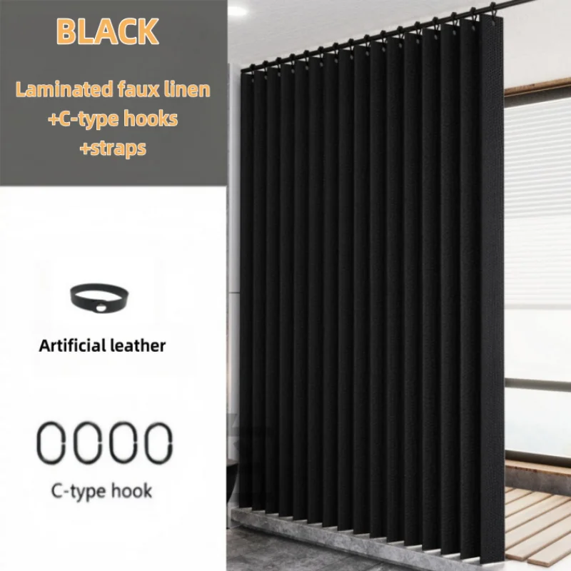 High Weight Linen-Like Folded Bath Curtain Home Decor Curtain Bathroom Curtain Kitchen Cabinet Curtain Comes with Matching Hooks