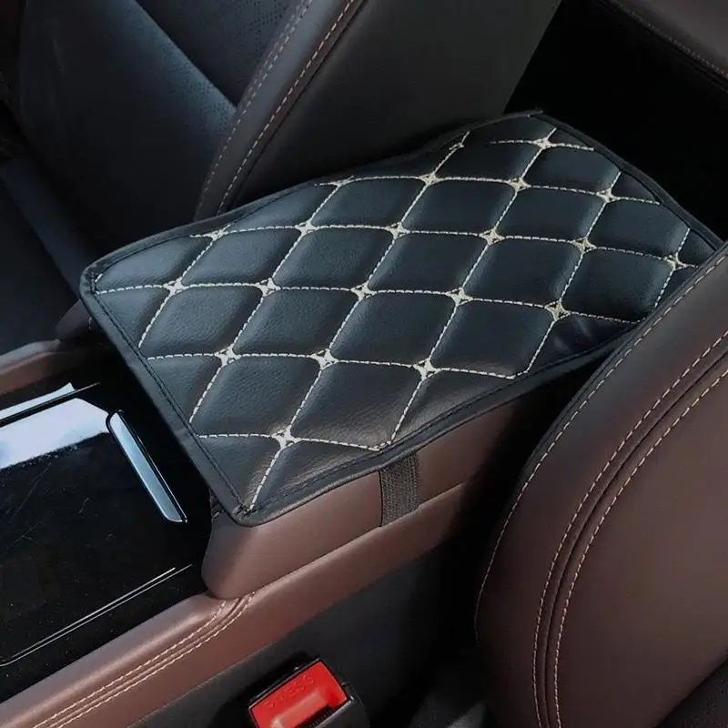 Car Leather Armrest Mat Dirt Resistant Non-slip Bottom Soft Auto Center Console Cushion Fit for Sedan SUV Truck