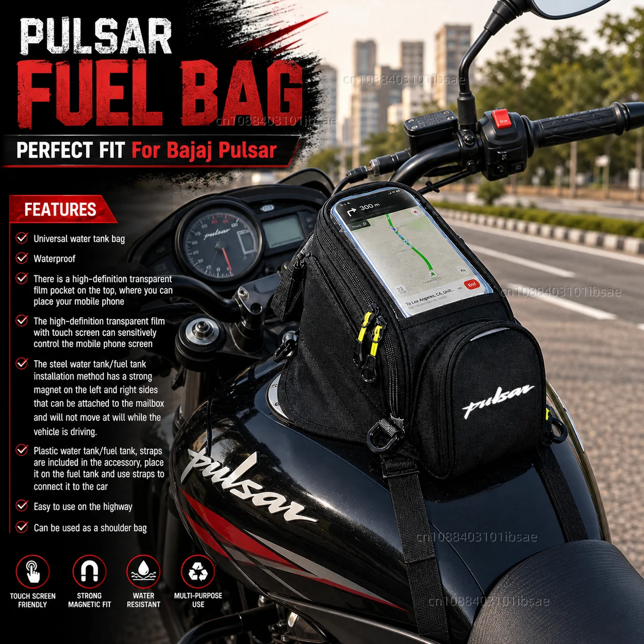 Nueva bolsa magnética Universal para tanque de combustible, paquete de navegación para teléfono de motocicleta para Bajaj Pulsar 200 NS/200 RS/200 AS 200RS 200NS 200AS