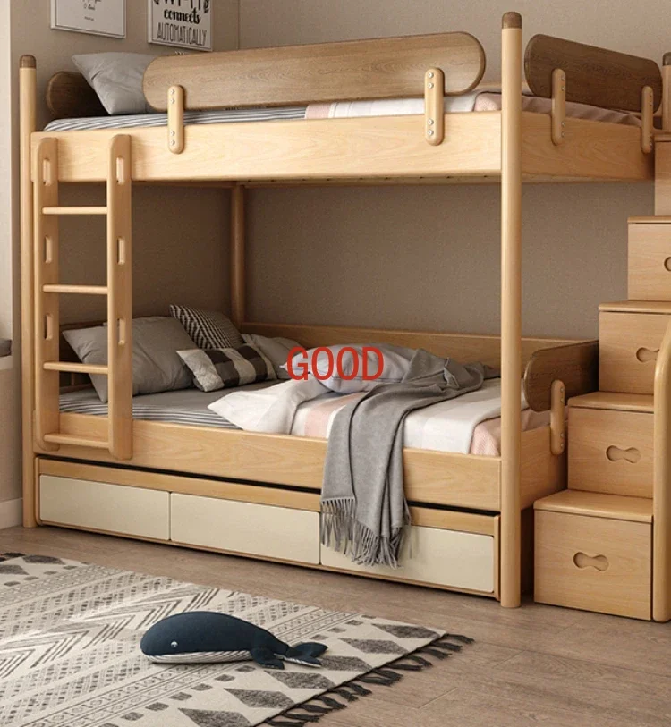 ~Multi-Functional Adult Solid Wood Upper and Lower Double Layers Bunk Bed Parallel Height-Adjustable Bed Bedroom Sets