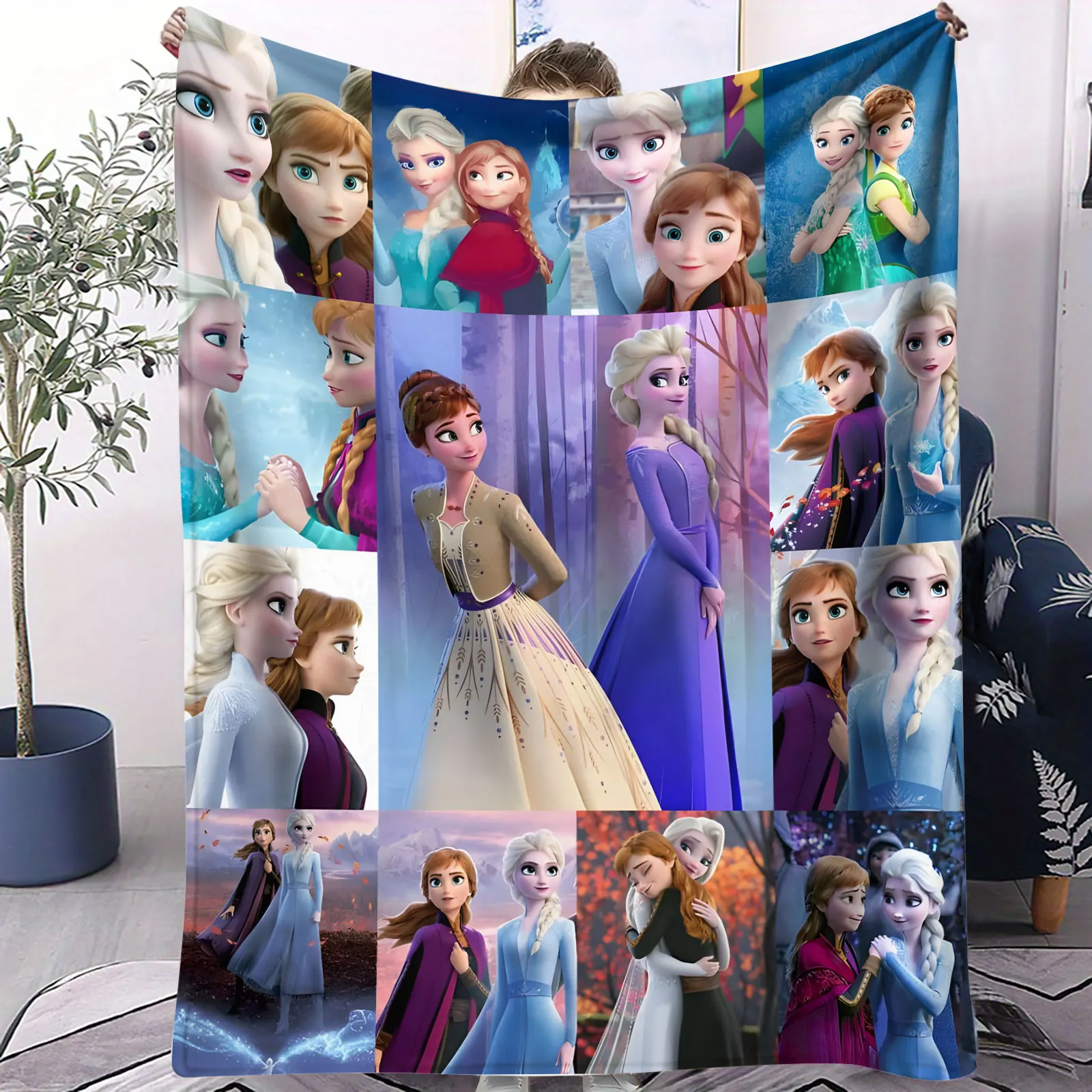 بطانية الفانيلا المجمدة إلسا آنا أولاف الكرتون لينة رمي للأطفال غرفة نوم أريكة التخييم في الهواء الطلق عيد الميلاد هدية عيد ميلاد الاستخدام اليومي #1