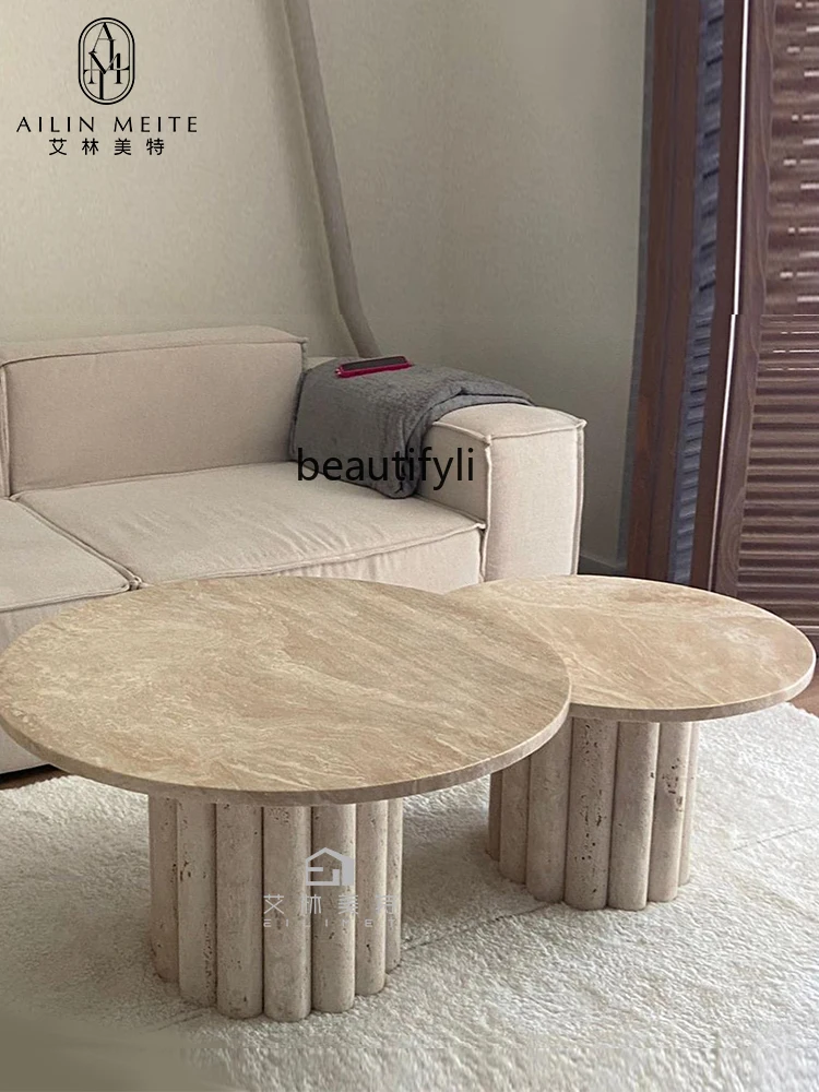 Nordic minimalist home living room new high-end Roman column coffee table combination light luxury creative coffee table