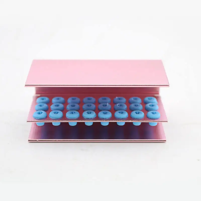 3pcs 24 Holes Dental Burs Disinfection Holder Shelf Rack Anti Falling with Silicone