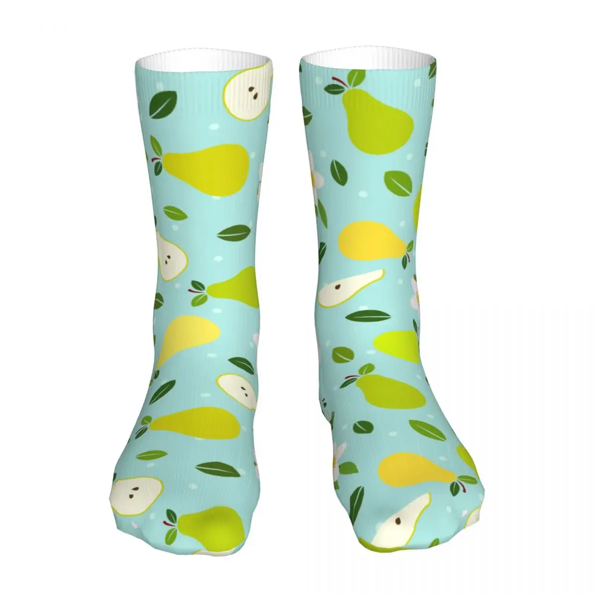 Pear Flower Socks Men Women Polyester Funny Happy Cute Fruit Pattern Socks Harajuku Spring Summer Autumn Winter Socks Gift