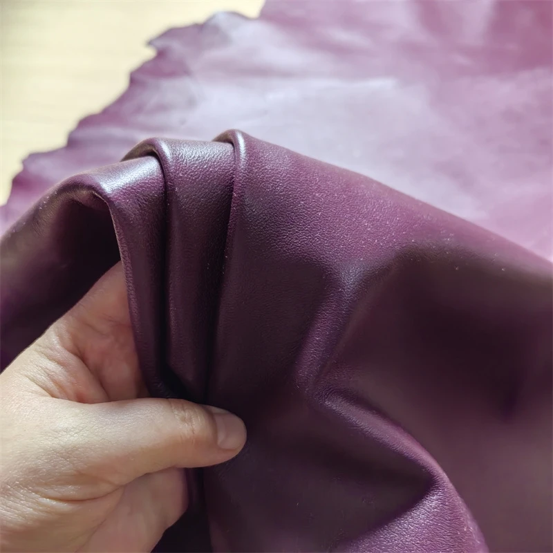 1mm Purple Red Sheepskin. First Layer Leather. Real Leather Fabric. Handmade DIY For Clothes. Bag. The Whole Sheepskin