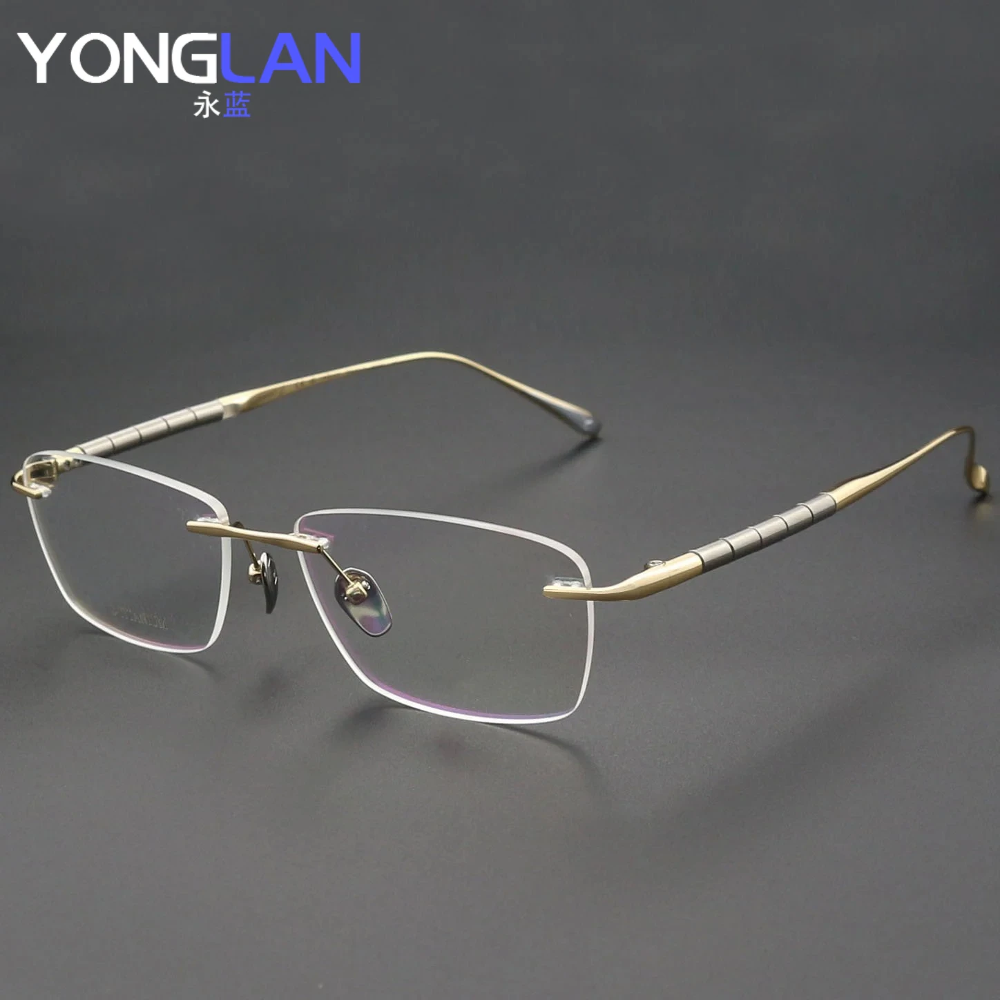 YONGLAN High-class Titanium Rimless Glasses Frameless Myopia Optical Prescription Glasses Men Eyeglass Frames Eyewear