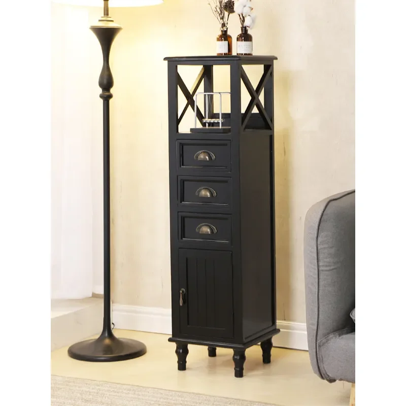 30cm Solid Wood Gap Storage Cabinet Narrow Bathroom Bedroom Side Locker Fully Assembled Slim Furniture for Tight Spaces