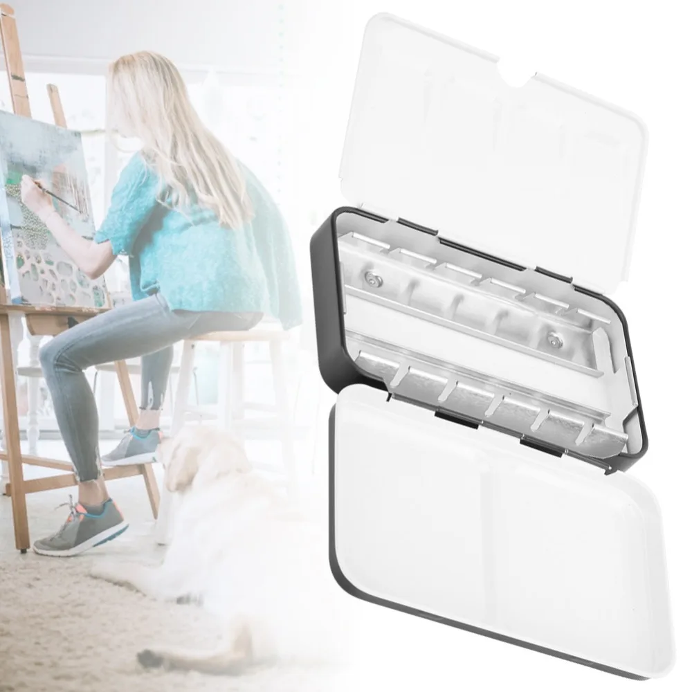12 Colors Watercolor Palette Enameled Surface Compact Paint Storage Box Reusable 4.7 × 2.7in Tin Palette Plein Air Creation
