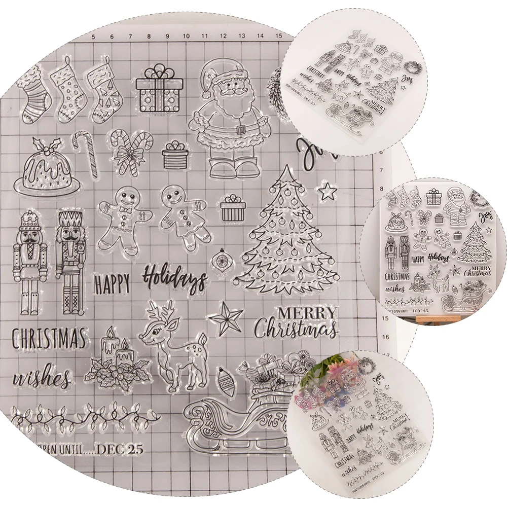 

2pcs Silicone Transparent Stamps Reusable Diy Christmas Scrapbooking Diary Photo Album Stamp For Kids Cards Envelopes Durable