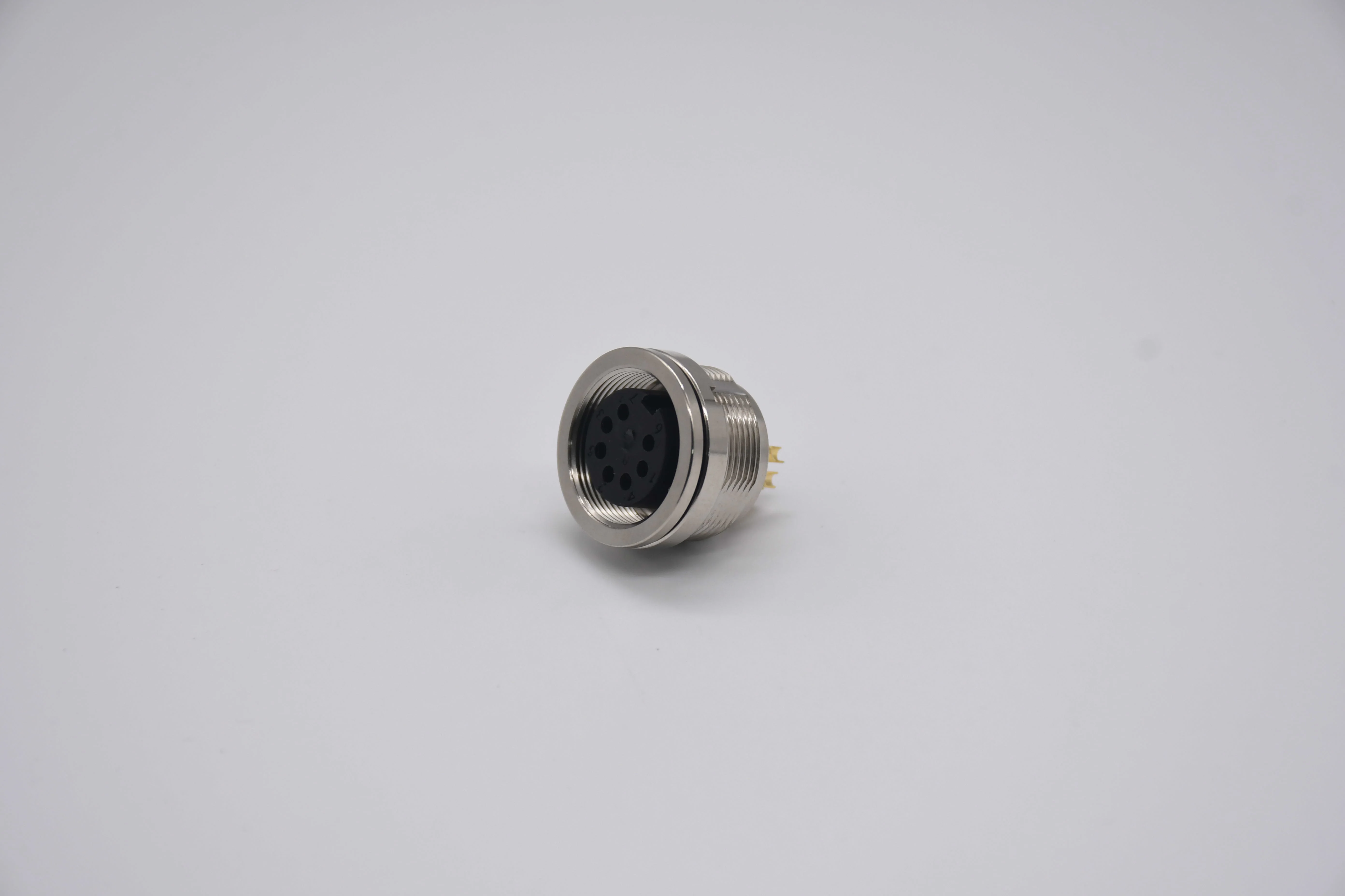 M16 5 6 7 Pin Female A-Coded Round Straight Gold Plated Pins Socket Receptacle IP67 Solder Cup Connector Encoder Applications