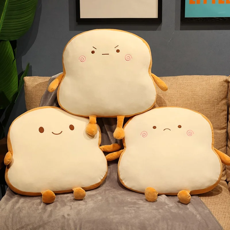 Toast Bread Pillow Funny Food Plush Pillows Small Cute Stuffed Plush Toast Sofa Pillow for Adults Gift Home Bed Room Decor