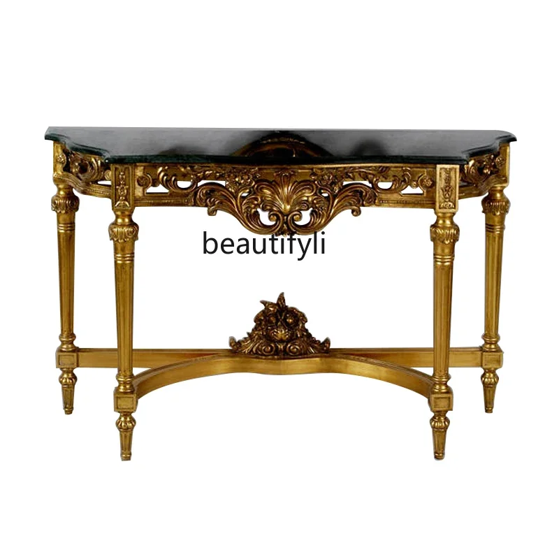 

FG43French gold court style entrance table soft decoration entrance table villa living room decorative cabinet marble