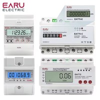 Three Phase Four Wires Eelectronic Active Energy Meter kWh Power Consumption Monitor DIN Rail 50/60Hz 3*5(100)A 50/60Hz LCD LED