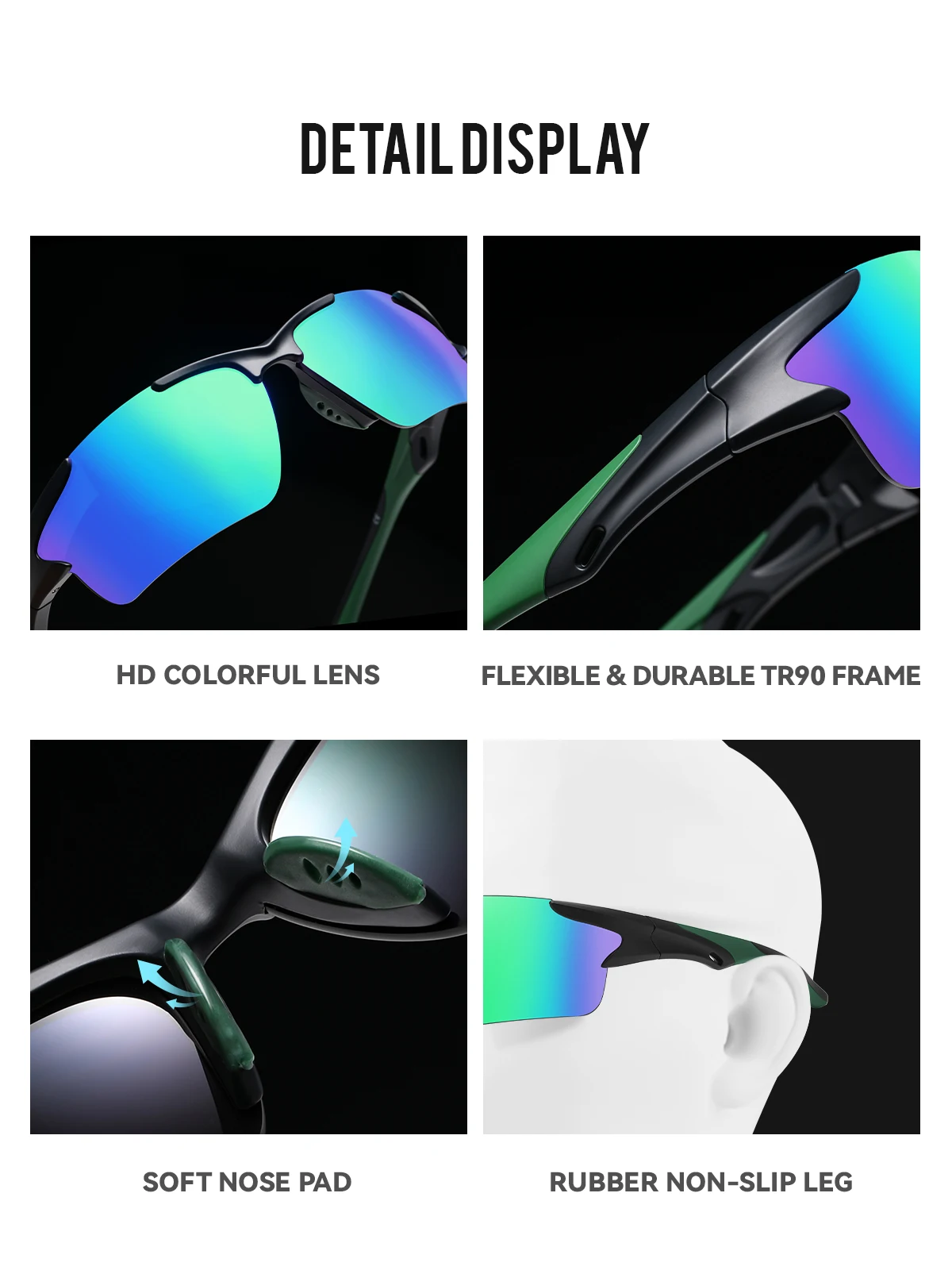 Sport-Sonnenbrille für Herren, Radfahrbrille, Laufbrille, Angelbrille, Augenschutz, Reitbrille, Outdoor-Sportbrille – Detail 6