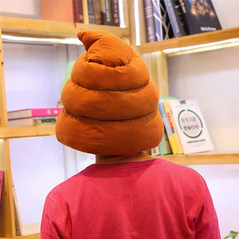 Kreativer, niedlicher Plüschhut in Kotform, lustiges Stofftier, komische Kopfbedeckung, Scherzgeschenk, Cosplay-Party-Fotorequisite