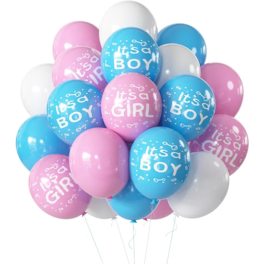 50 Uds. Globos reveladores de género en látex rosa, azul y blanco para decoraciones de Baby Shower, perfectos para fiestas temáticas, fondo fotográfico
